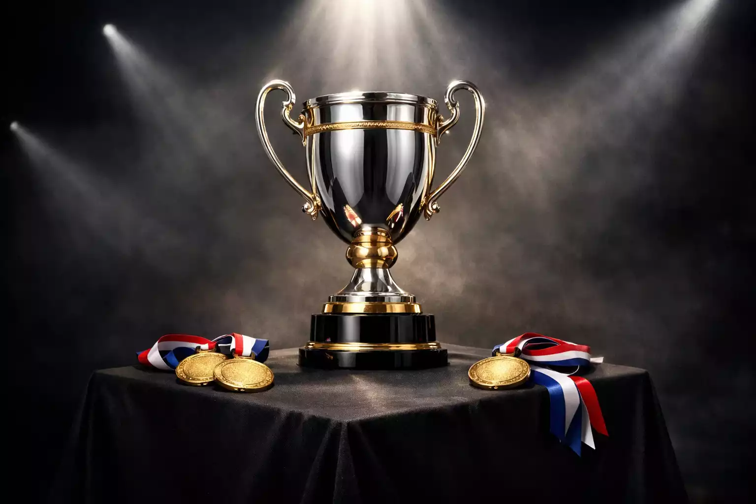 Trophée de compétition de handball avec médailles