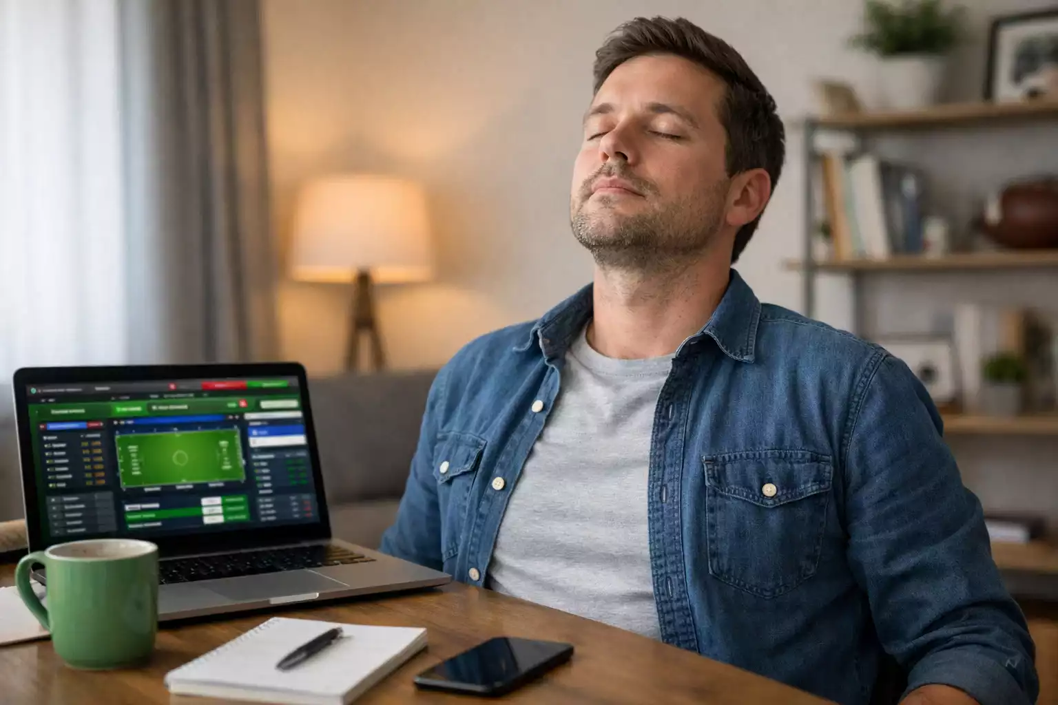 Parieur maîtrisant ses émotions devant écran