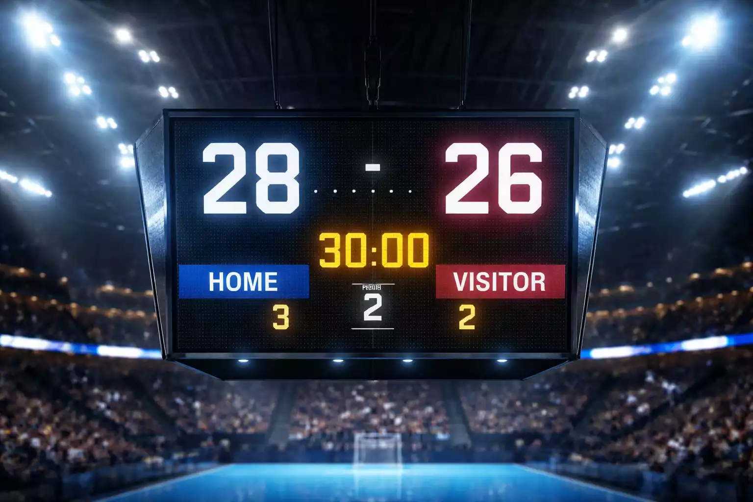 Tableau de score de match de handball affichant le total de buts